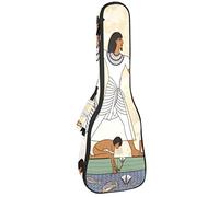 Ukulele Bag Antico Egitto Murales Ukulele Custodia per Soprano Tenore Concert 23 Pollice 10 MM Spessore Morbido Imbottito Cinghie Regolabile Gig Bag