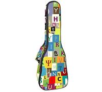Ukulele Bag Astratto Lettere Modello Ukulele Custodia per Soprano Tenore Concert 23 Pollici 10 MM Spessore Morbido Imbottito Cinghie Regolabile Gig Bag