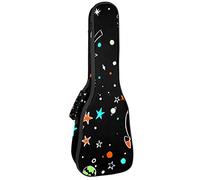 Ukulele Bag Astronauta Cane Robot Rocket Alien nello Spazio Ukulele Custodia per Soprano Tenore Concerto 23 Pollice 10MM Spessore Morbido Imbottito Cinghie Regolabile Gig Bag