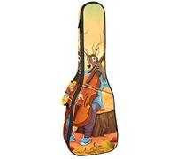 Ukulele Bag Autumn Forest Animal Music Party Pattern Ukulele Custodia per Concerto Soprano Tenore 23 Pollici 10 MM Spessore Morbido Imbottito Cinghie Regolabile Gig Bag