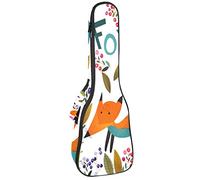 Ukulele Bag Autunno Volpe Con Caso Ukulele Floreale per Soprano Tenore Concert 23 Pollice 10MM Spessore Morbido Imbottito Cinghie Regolabile Gig Bag