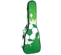 Ukulele Bag Calcio Doodle Calcio Verde Modello Ukulele Custodia per Soprano Tenore Concert 23 Pollici 10 MM Spessore Morbido Imbottito Cinghie Regolabile Gig Bag