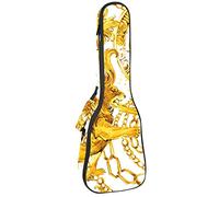 Ukulele Bag Catena di colore dorato Animale Leone Modello Ukulele Caso per Soprano Tenore Concert 23 Pollici 10MM Spessore Morbido Imbottito Cinghie Regolabile Gig Bag