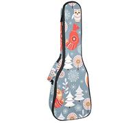 Ukulele Bag Christmas Forest Animal Fox Cervo Gufo Ukulele Case per Soprano Tenore Concerto 23 Pollice 10MM Spessore Morbido Imbottito Cinghie Regolabile Gig Bag