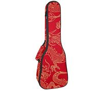 Ukulele Bag Cina Mito Drago Dorato Rosso Ukulele Caso per Soprano Tenore Concerto 23 Pollice 10MM Spessore Morbido Imbottito Cinghie Regolabile Gig Bag