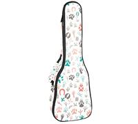 Ukulele Bag Colorato Animali Orme Ukulele Caso per Soprano Tenore Concert 23 Pollice 10 MM Spessore Morbido Imbottito Cinghie Regolabile Gig Bag