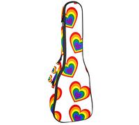 Ukulele Bag Colorato Cuore Amore Doppio Modello Ukulele Custodia per Soprano Tenore Concert 23 Pollici 10 MM Spessore Morbido Imbottito Cinghie Regolabile Gig Bag