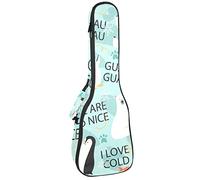 Ukulele Bag Colorato Doodle Animali Polari Modello Ukulele Custodia per Soprano Tenore Concert 23 Pollici 10 MM Spessore Morbido Imbottito Cinghie Regolabile Gig Bag