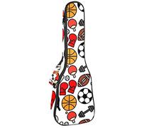 Ukulele Bag Colorato Sport Icona Palla Modello Ukulele Caso per Soprano Tenore Concert 23 Pollici 10MM Spessore Morbido Imbottito Cinghie Regolabile Gig Bag
