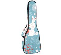 Ukulele Bag Coniglio Amore Floreale Ukulele Caso per Soprano Tenore Concert 23 Pollice 10MM Spessore Morbido Imbottito Cinghie Regolabile Gig Bag