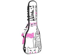 Ukulele Bag Cute Cats Animal Pattern Ukulele Custodia per Soprano Tenore Concert 23 Pollici 10 MM Spessore Morbido Imbottito Cinghie Regolabile Gig Bag