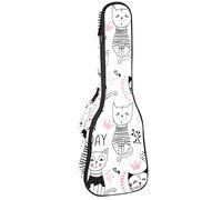 Ukulele Bag Cute Cats Garden Ukulele Case per Soprano Tenore Concerto 23 Pollice 10MM Spessore Morbido Imbottito Cinghie Regolabile Gig Bag
