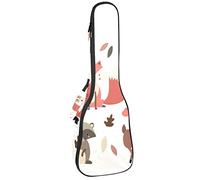 Ukulele Bag Forest Animals Pattern Ukulele Custodia per Concerto Soprano Tenore 23 Pollici 10 MM Spessore Morbido Imbottito Cinghie Regolabile Gig Bag