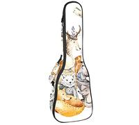 Ukulele Bag Forest Animals Ukulele Custodia per Concerto Soprano Tenore 23 Pollici 10 MM Spessore Morbido Imbottito Cinghie Regolabile Gig Bag