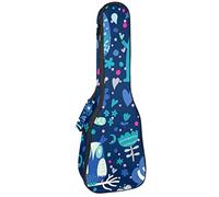 Ukulele Bag Fox Flower Owl Pattern Ukulele Custodia per Concerto Soprano Tenore 23 Pollici 10 MM Spessore Morbido Imbottito Cinghie Regolabile Gig Bag
