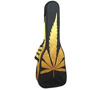 Ukulele Bag Golden Glitter Foglia di Cannabis Ukulele Caso per Soprano Tenore Concert 23 Pollici 10 MM Spessore Morbido Imbottito Cinghie Regolabile Gig Bag