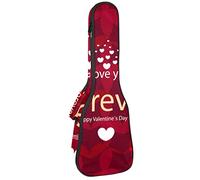 Ukulele Bag Happy Love Forever Pattern Ukulele Custodia per Soprano Tenore Concert 23 Pollici 10 MM Spessore Morbido Imbottito Cinghie Regolabile Gig Bag