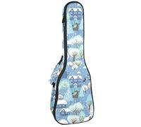 Ukulele Bag Inverno Notte Doodle Modello Ukulele Custodia per Soprano Tenore Concert 23 Pollici 10 MM Spessore Morbido Imbottito Cinghie Regolabile Gig Bag