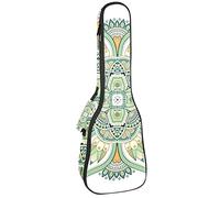 Ukulele Bag Mandala Verde Motivo Floreale Ukulele Custodia per Soprano Tenore Concert 23 Pollici 10MM Spessore Morbido Imbottito Cinghie Regolabile Gig Bag