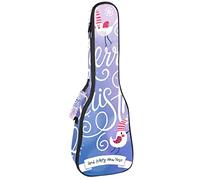 Ukulele Bag Merry Christmas Birds in Cappelli e Fiocchi di neve Ukulele Custodia per Soprano Tenore Concerto 23 Pollici 10MM Spessore Morbido Imbottito Cinghie Regolabile Gig Bag
