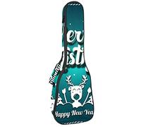 Ukulele Bag Merry Christmas Card Ukulele Caso per Soprano Tenore Concerto 23 Pollice 10MM Spessore Morbido Imbottito Cinghie Regolabili Gig Bag