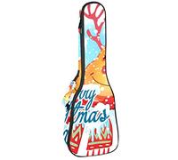 Ukulele Bag Merry Christmas renna Ukulele Case per Soprano Tenore Concerto 23 Pollice 10MM Spessore Morbido Imbottito Cinghie Regolabile Gig Bag