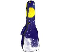 Ukulele Bag Night Sky Moon Stars Cloud Ukulele Custodia per Soprano Tenore Concert 23 Pollici 10 MM Spessa Morbida Imbottita Cinghie Regolabile Gig Bag
