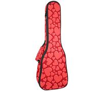 Ukulele Bag Red Love Heart Pattern Pattern Ukulele Custodia per Soprano Tenore Concert 23 Pollici 10 MM Spessore Morbido Imbottito Cinghie Regolabile Gig Bag