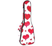 Ukulele Bag Red Love Heart Pattern Ukulele Custodia per Soprano Tenore Concert 23 Pollici 10 MM Spessore Morbido Imbottito Cinghie Regolabile Gig Bag