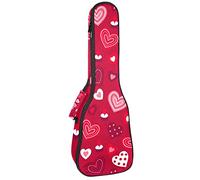 Ukulele Bag Red Love Heart Pattern Ukulele Custodia per Soprano Tenore Concert 23 Pollici 10 MM Spessore Morbido Imbottito Cinghie Regolabile Gig Bag