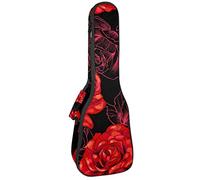 Ukulele Bag Red Roses Pattern Ukulele Caso per Soprano Tenore Concert 23 Pollici 10MM Spessore Morbido Imbottito Cinghie Regolabile Gig Bag