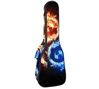 Ukulele Bag Retro Fuoco Acqua Cinese Yin Yang Modello Ukulele Custodia per Soprano Tenore Concert 23 Pollici 10 MM Spessore Morbido Imbottito Cinghie Regolabile Gig Bag