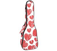 Ukulele Bag Retro Red Love Heart Pattern Pattern Ukulele Custodia per Soprano Tenore Concert 23 Pollici 10 MM Spessore Morbido Imbottito Cinghie Regolabile Gig Bag