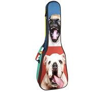 Ukulele Bag Ritratto Collezione di Adorabili Cuccioli Cani Modello Ukulele Custodia per Soprano Tenore Concert 23 Pollici 10 MM Spessore Morbido Imbottito Cinghie Regolabile Gig Bag
