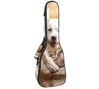 Ukulele Bag Running Dog On River Ukulele Custodia per Soprano Tenore Concert 23 Pollici 10 MM Spessore Morbido Imbottito Cinghie Regolabile Gig Bag