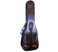 Ukulele Bag Skeleton in Lotus Before Mandala Space Ukulele Case per Soprano Tenore Concerto 23 Pollice 10MM Spessore Morbido Imbottito Cinghie Regolabile Gig Bag