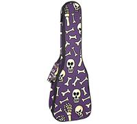 Ukulele Bag Skull and Hand Skeleton Bones Custodia Ukulele per Soprano Tenor Concert 23 Pollice 10MM Spessore Morbido Imbottito Cinghie Regolabile Gig Bag