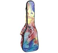 Ukulele Bag Subacquea Vita Tartaruga Pesce Cavalluccio Marino e Corallo Ukulele Custodia per Soprano Tenore Concert 23 Pollici 10 MM Spessore Morbido Imbottito Cinghie Regolabile Gig Bag