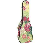 Ukulele Bag Tradizionale Giapponese Gru Verde Onda Fiore Modello Ukulele Caso per Soprano Tenore Concert 23 Pollici 10 MM Spessore Morbido Imbottito Cinghie Regolabile Gig Bag