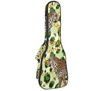 Ukulele Bag Tre Leopard Oro Catena Verde Tigre Modello Pelle Ukulele Custodia per Soprano Tenore Concert 23 Pollici 10 MM Spessore Morbido Imbottito Cinghie Regolabile Gig Bag