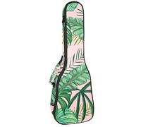 Ukulele Bag Tropicale Foglie Verde Fogliame Ukulele Custodia per Soprano Tenore Concert 23 Pollici 10 MM Spessore Morbido Imbottito Cinghie Regolabile Gig Bag