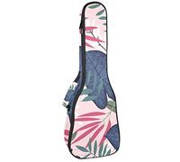Ukulele Bag Tropicale Piante Pastello Rosa Ukulele Custodia per Soprano Tenore Concert 23 Pollici 10 MM Spessore Morbido Imbottito Cinghie Regolabile Gig Bag
