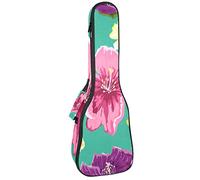 Ukulele Bag Tropicale Verde Floreale Fiore Ukulele Caso per Soprano Tenore Concert 23 Pollici 10MM Spessore Morbido Imbottito Cinghie Regolabile Gig Bag