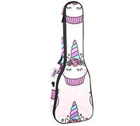 Ukulele Bag Unicorn Cupcake Rosa Modello Ukulele Custodia per Concerto Soprano Tenore 23 Pollici 10 MM Spessore Morbido Imbottito Cinghie Regolabile Gig Bag