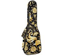 Ukulele Bag Unicorn Golden Pattern Ukulele Custodia per Soprano Tenore Concert 23 Pollici 10 MM Spessore Morbido Imbottito Cinghie Regolabile Gig Bag