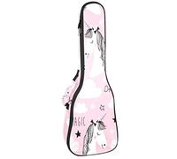 Ukulele Bag Unicorn Rosa Modello Ukulele Custodia per Soprano Tenore Concert 23 Pollici 10 MM Spessore Morbido Imbottito Cinghie Regolabile Gig Bag