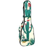 Ukulele Bag Verde Cactus Deserto Fiori Rossi Modello Ukulele Custodia per Soprano Tenore Concert 23 Pollici 10 MM Spessore Morbido Imbottito Cinghie Regolabile Gig Bag