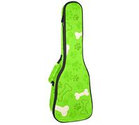 Ukulele Bag Verde Cane Paw Stampe E Ossa Ukulele Custodia per Soprano Tenore Concert 23 Pollici 10 MM Spessa Morbida Imbottita Cinghie Regolabile Gig Bag