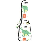 Ukulele Bag Verde Dinosauri Parole Modello Modello Ukulele Caso per Soprano Tenore Concert 23 Pollici 10MM Spessore Morbido Imbottito Cinghie Regolabile Gig Bag