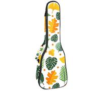 Ukulele Bag Verde Foglie Gialle Modello Ukulele Custodia per Soprano Tenore Concert 23 Pollici 10MM Spessore Morbido Imbottito Cinghie Regolabile Gig Bag